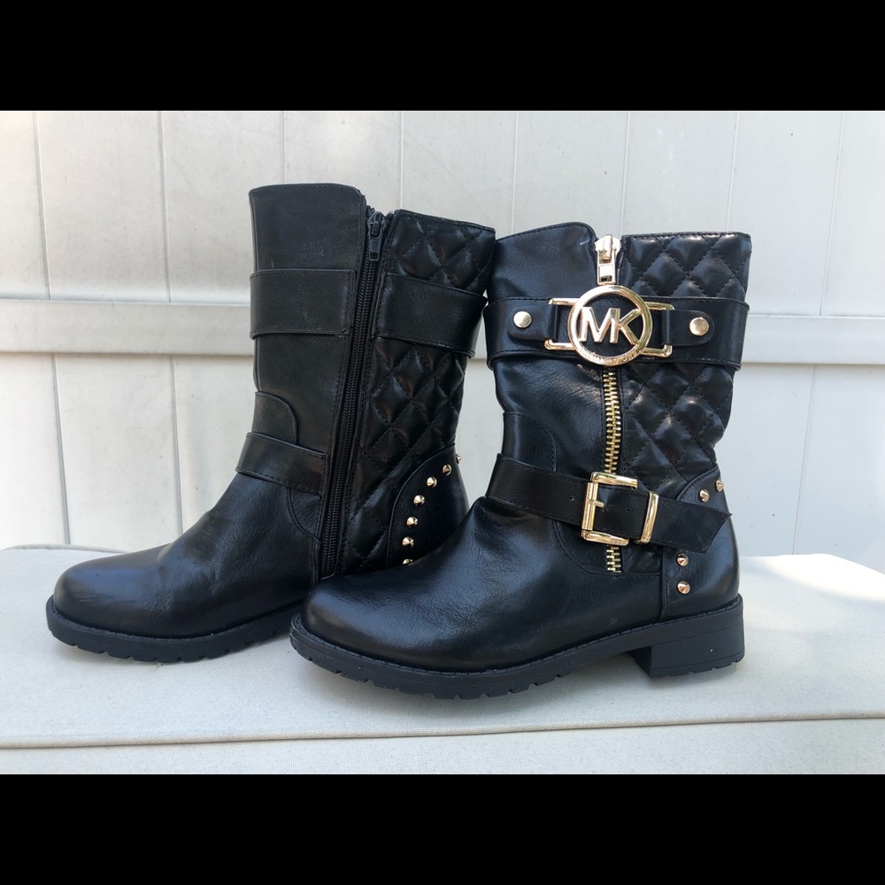 Michael kors black and gold boots